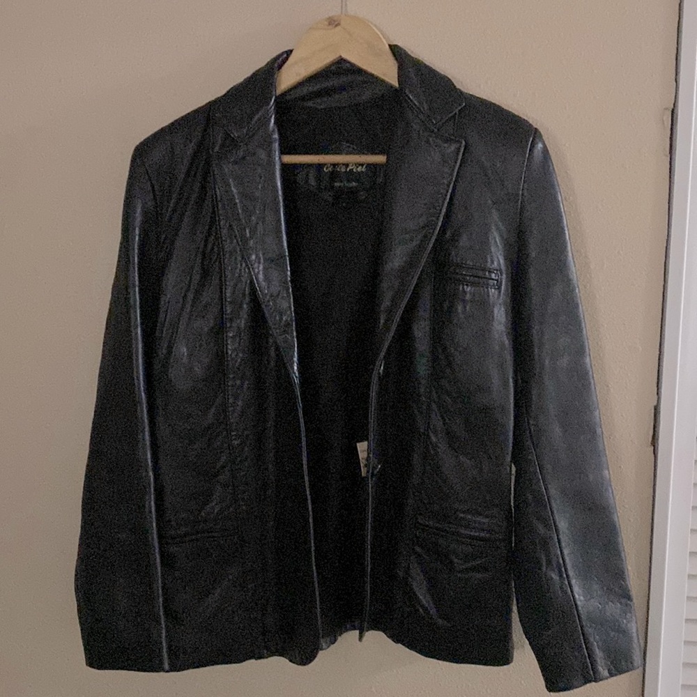 Women’s leather jacket.